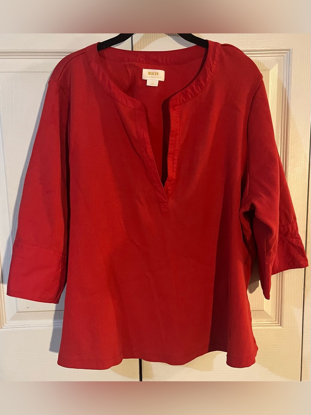 Anthropologie Maeve Split Neck Red Tunic Top Size 2X